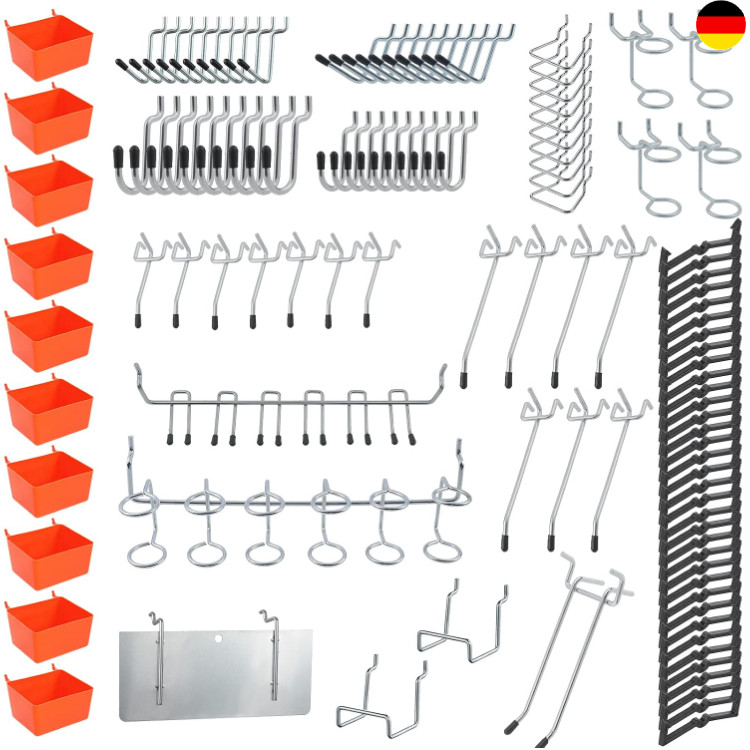 Werkzeuglochwand Haken, Wandmontage, Chromstahl, 20kg Maximalgewicht, 62 Haken - Image 2