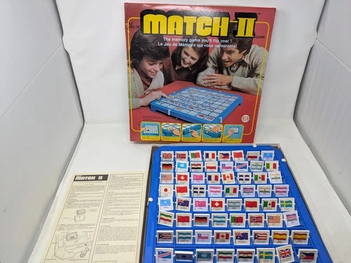 Vintage 1978 IDEAL Match II Country Flag Memory Flip Board Game - 100% COMPLETE