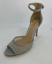 Jewel Badgley Mischka Nakisha Silver Light Peep-Toe Sandals Women  s Size 9M