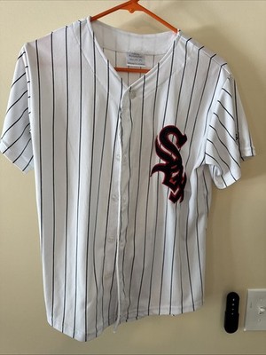 Chicago Whitesox Youth Xl Jersey White Black Stripes Red Outline Pepsi MLB