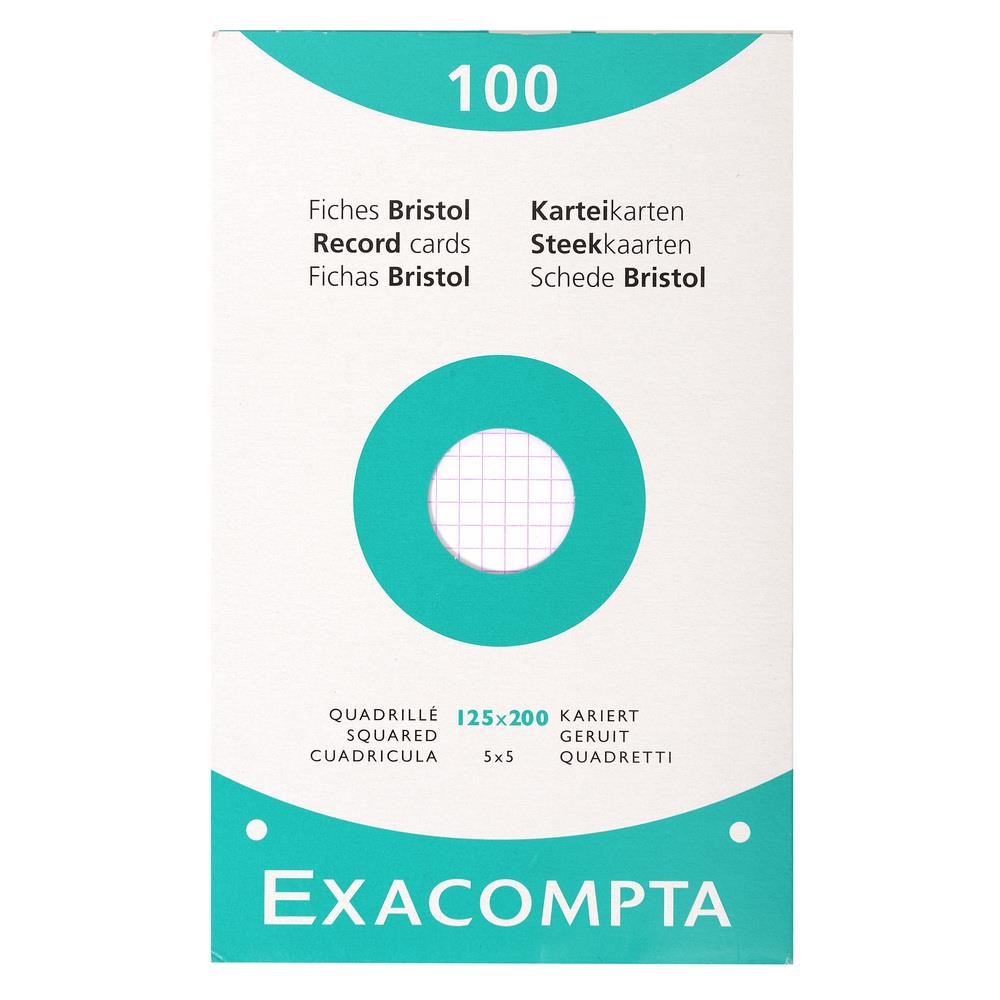 Fiches bristol blanc quadrillé 5x5 Exacompta pour organiser vos recettes et cours