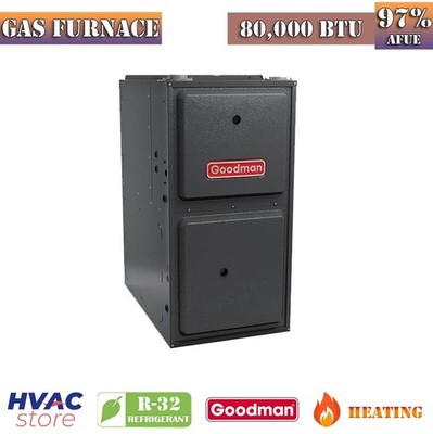 Goodman 97% 80K BTU Gas Furnace Variable Speed Modulating Upflow/Horizontal R32