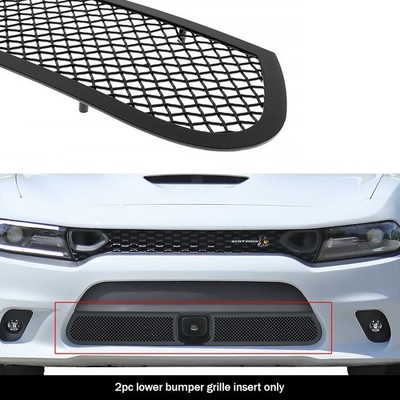 For Dodge Charger 2015-2019 APG 2-Pc Black 1.8 mm Wire Mesh Bumper Grille