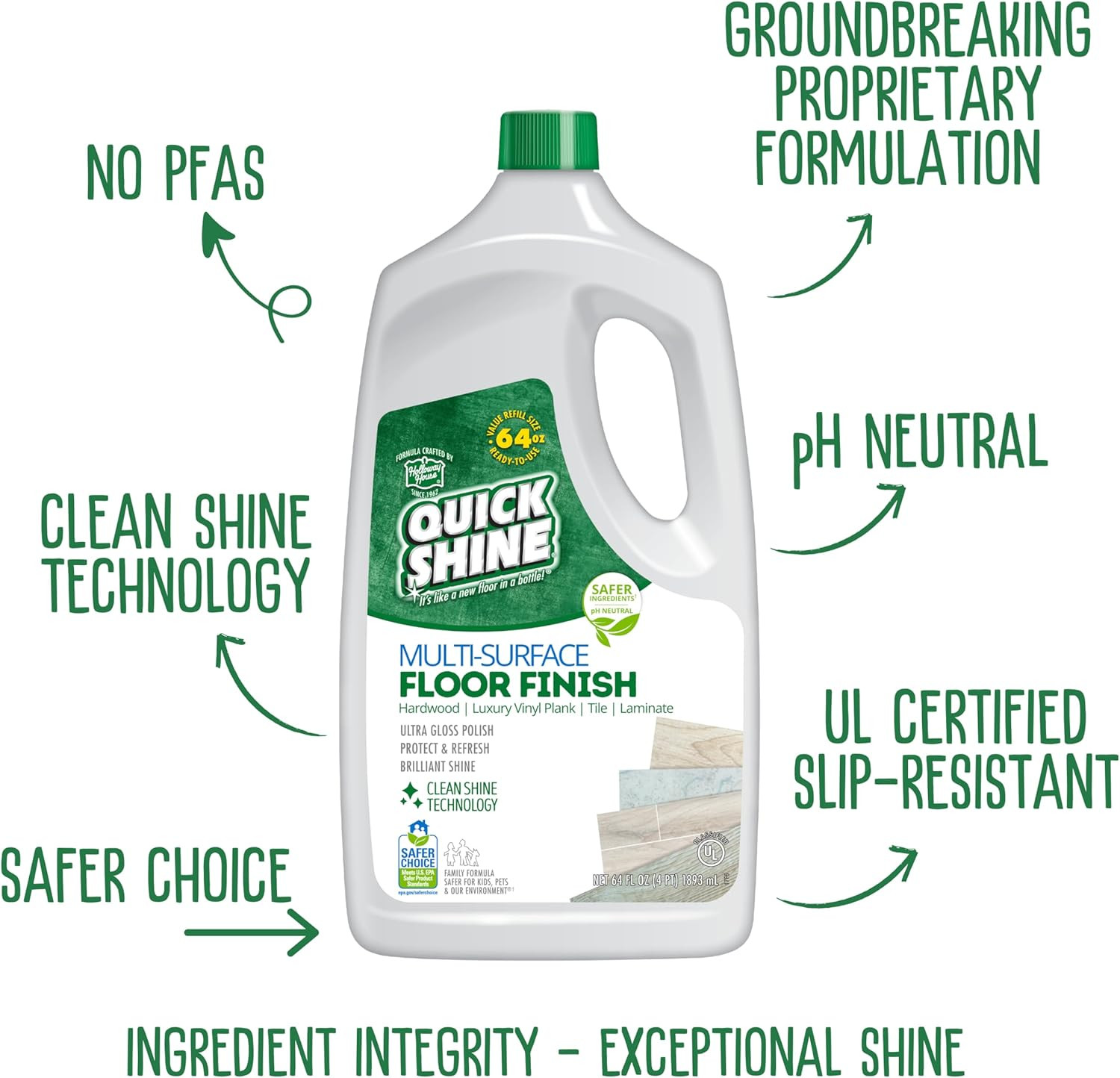 Multi Surface Floor Finish 64Oz | Cleaner & Polish to Use on Hardwood, Laminate,