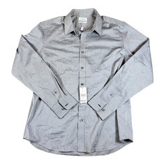 Lucky Brand Mens Gray Slim Fit Button Down Long Sleeve Dress Shirt Large NWT