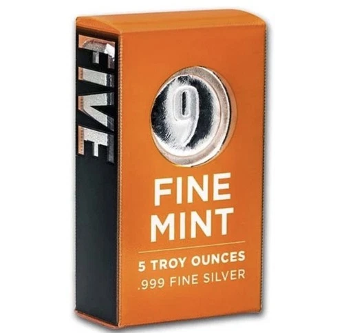 5 oz Cast-Poured Silver Bar - 9Fine Mint