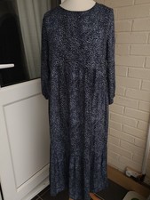 NEW LOOK MATERNITY  LONG SLEEVED BLUE & BLACK DRESS SIZE 14