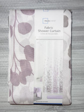 Mainstays Fabric Shower Curtain 70 in. x 72 in. Floral White Purple Gray