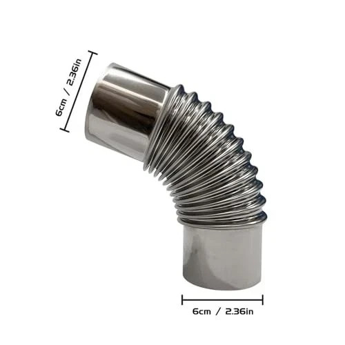 2-Piece Stainless Steel Chimney Pipe For Camping Wood Stove - 2.95" Diameter, Elbow Style