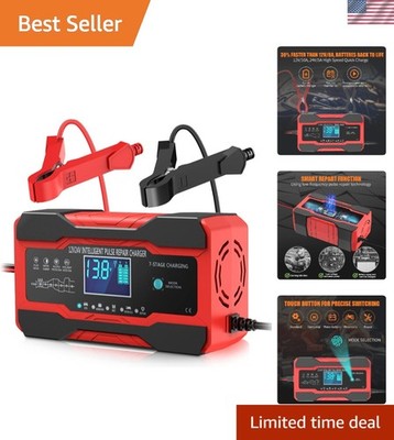 Compact 10A Smart Battery Charger with Temperature Compensation and Repair Mode