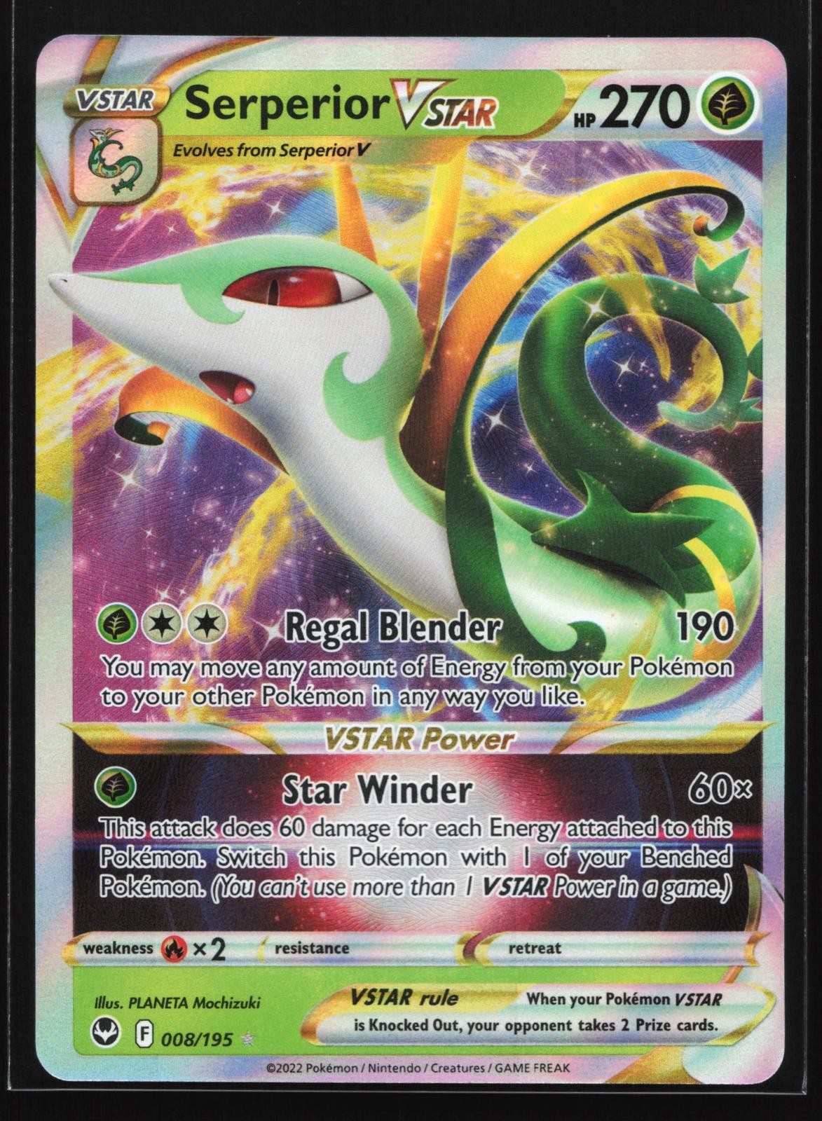 Serperior VSTAR 008/195 Silver Tempest Ultra Rare Holo Pokemon Card