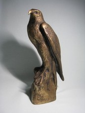 Japanese Antique Bronze Statue HAWK EAGLE Bird 12.2 in Metal Sculpture Figurine