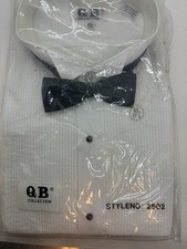 White Tab Collar Tuxedo Shirt, XL 17.5 New Deadstock Vintage Long sleeve w/blk