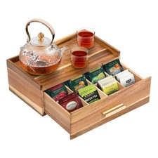 Tea Bag Organizer, Acacia Wood Tea Organizers and Storage , Tea Bag Holder St...