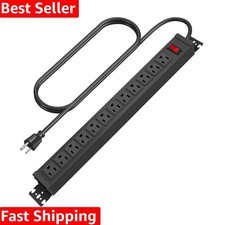 Rotating Mountable Power Strip, 12 Outlet Wall Mount Surge Protector, Metal H...