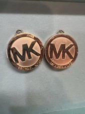 Michael Kors 2 Detached MK Logo Purse Charm/Hanger Key Fob Pink, Tortoise