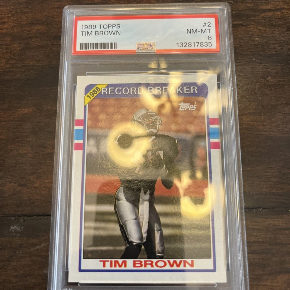 1989 Topps Tim Brown Rookie RC PSA 8 🔥🔥🔥 Oakland Raiders HOF - Image 4 of 4
