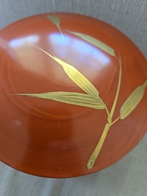 Vintage Japanese Art Deco Red and Gold Porcelain Three Layered Bento Jewelry Box