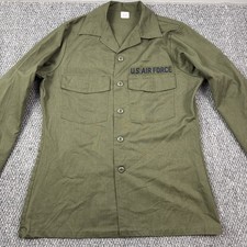 VTG US Military OG-507 Shirt Mens Large 15.5 Green Dura Press Utility Air Force