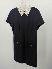 Pre-Owned Karl Lagerfeld Black Size 10 Shift Knee Length Short Sleeve Dress