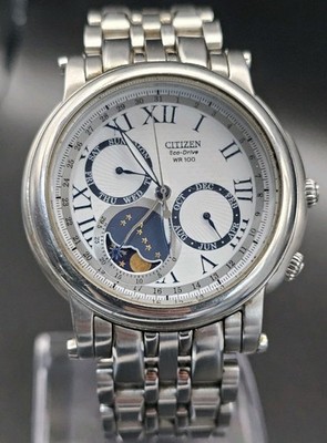 Citizen Eco Drive Moon Phase 8651 - Serviced & Working- 6.5'' Band