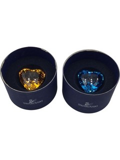 Juego Coleccionistas Corazones Swarovski Cristal 2006 Azul Amarillo Decorativo (FP143R)