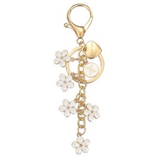 Initial Letter Keychain, Cute Flower Letter-X Keychains for Women Girls White