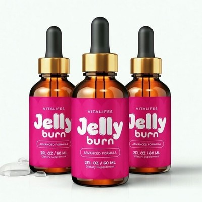(3 Pack) Jelly Burn Drops, Metabolism Support & Weight Loss Liquid Formula