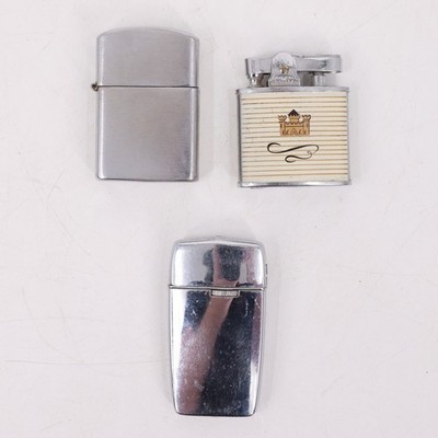 Lot of 3 Vintage Ronson Varaflame Pocket Lighter Chrome W. Germany 1960s