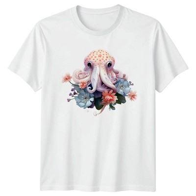 Süßes Baby Oktopus Meeresbewohner Meereslebewesen Herren T-Shirt Damen Tee Grafik Oberteil