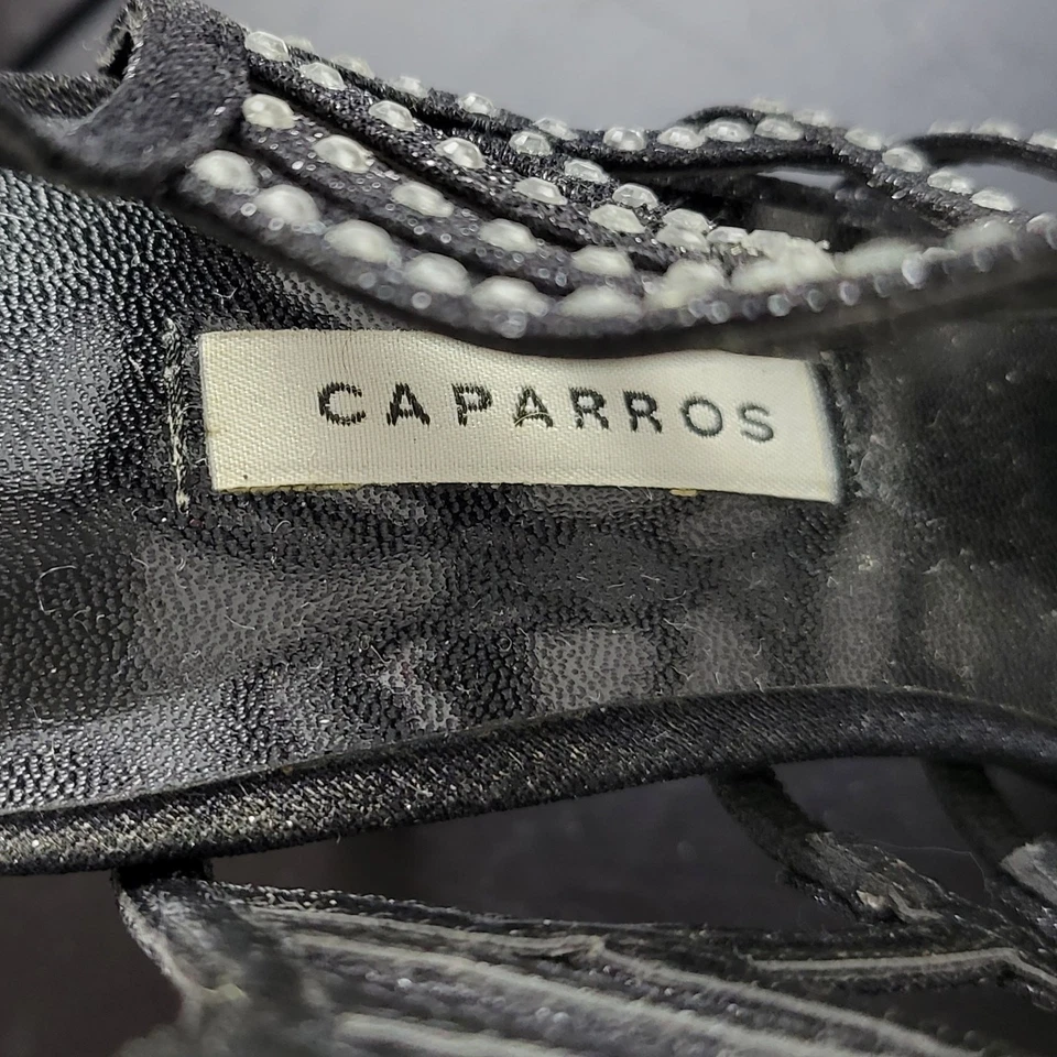 Caparros Poet Womens Sandals Size 7.5 Black Glimmer Slingback Strappy Heels  - Image 3 of 4