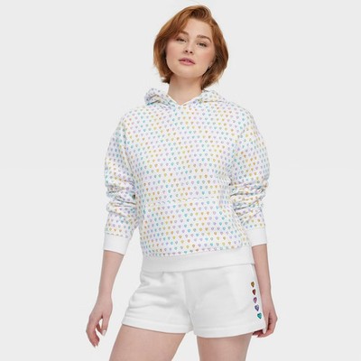 Women's Disco Hearts Wave Hoodie Pink/Lavender/Teal - Project Bunny