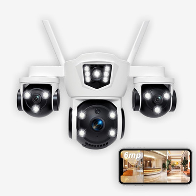 Yavinane 2K 6MP PTZ Überwachungskamera WLAN 355° Auto Tracking IP65