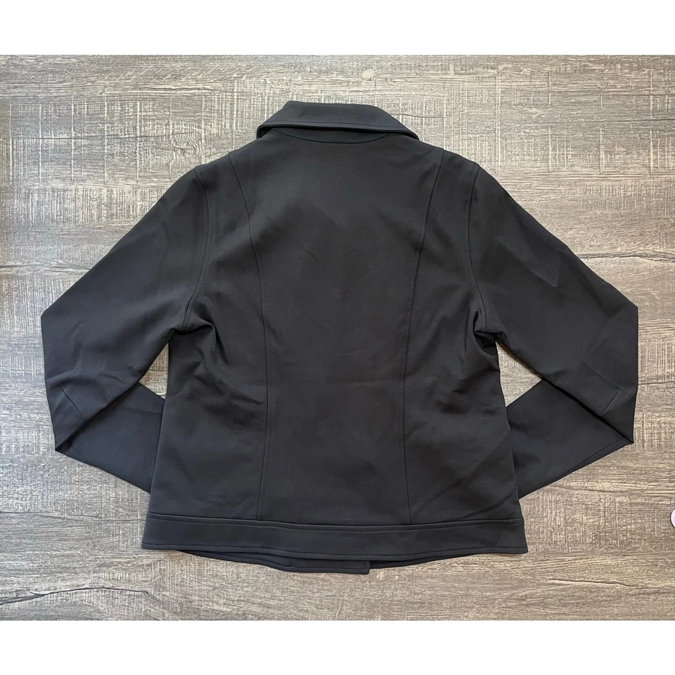 Women with Control Ponte Royal and Lace Zip Up Moto Jacket, Black, Size XS NWT - Image 3 of 4
