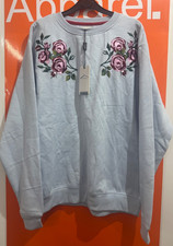   Premium Soulstar Embroidered Rose Jumper, Blue, Size XL, RRP  38, sf