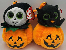 Ty Beanies Halloweenie Plush Clip Set ~ Midnight & Spooky ~ 3" ~ NEW WITH TAGS