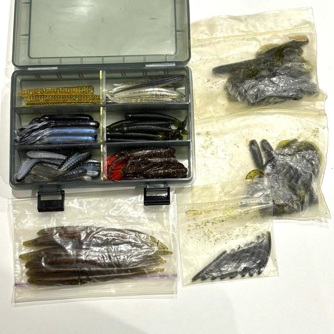 Gary Yamamoto Soft Worms Bulk Set for Bass Fishing, Used, Mixed Condition - Image 3