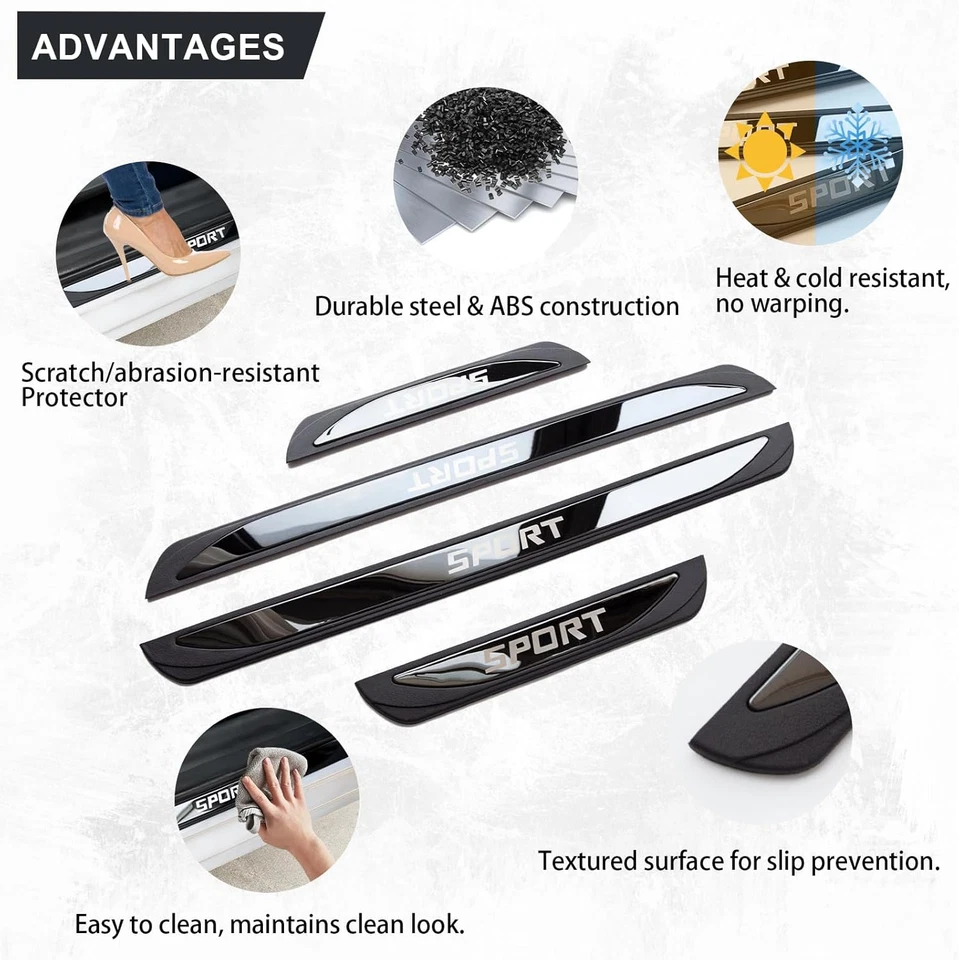 Protector de umbral de puerta de acero para Fiat Sport 4 piezas Foto 3 de 4