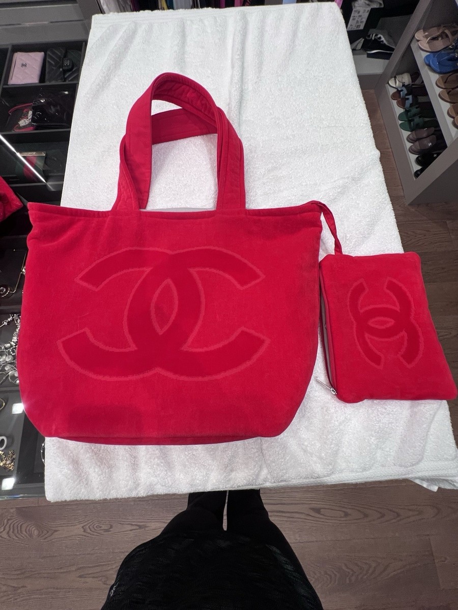 Chanel Red Beach Bag Towel Set Iconic Design | eBay