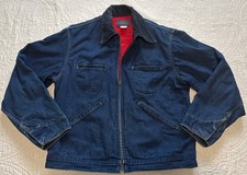 OshKosh B'Gosh Men  s Denim Chore Jacket 44R Red Quilted Lined Corduroy Collar