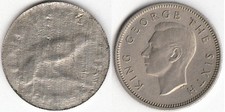 NEW ZEALAND 1947-52 KGVI  6d Sixpence Split Planchet Error.  Very Rare