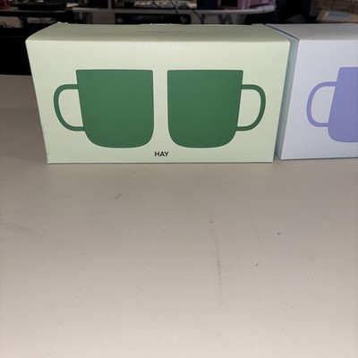 HAY Borosilicate Glass Mug Set (Green + Light Blue)   2 Sets Bundle NEW 