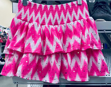 Justice Girls Neon Pink Silver Sequins Tiered Ruffle Skirt Built In Shorts 10