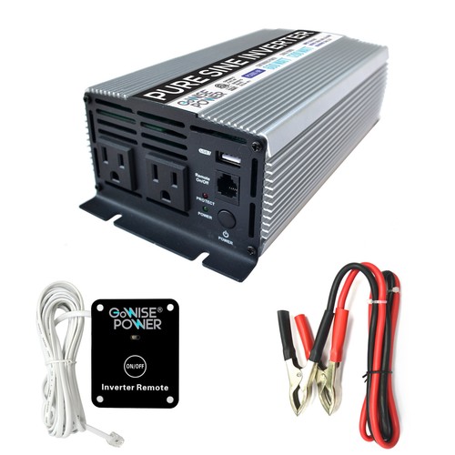 GoWISE Power 600W/1200W Peak Pure Sine Wave Power Inverter with 2 AC Outlets - 第 1/7 張圖片