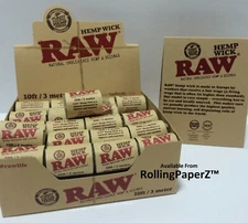 5x10 FT = 50 FEET of RAW Rolling Papers HEMP WICK Natural Hemp & Beeswax