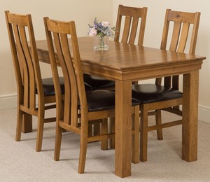 French Rustic 150cm Fixed Solid Oak Dining Table And 4 Image Is Loading French Rustic 150cm Fixed Solid Oak Dining Table
