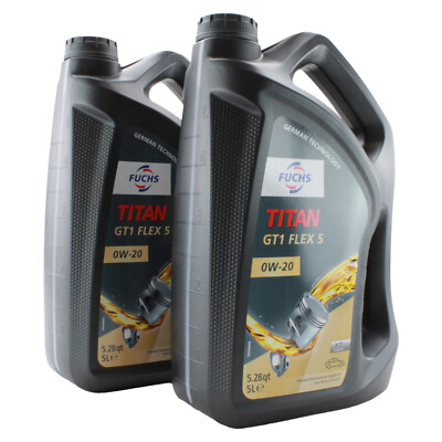 Fuchs 10 Liter TITAN GT1 FLEX 5 SAE 0W-20 Engine Oil 2 x 5L for Acura Honda MB