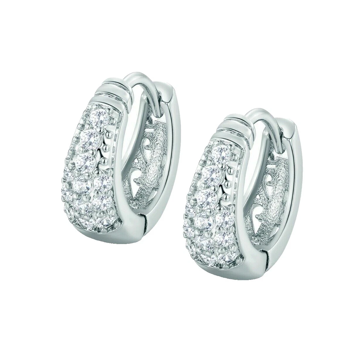 Huggie Stone White Gold Filled Fashion Earrings