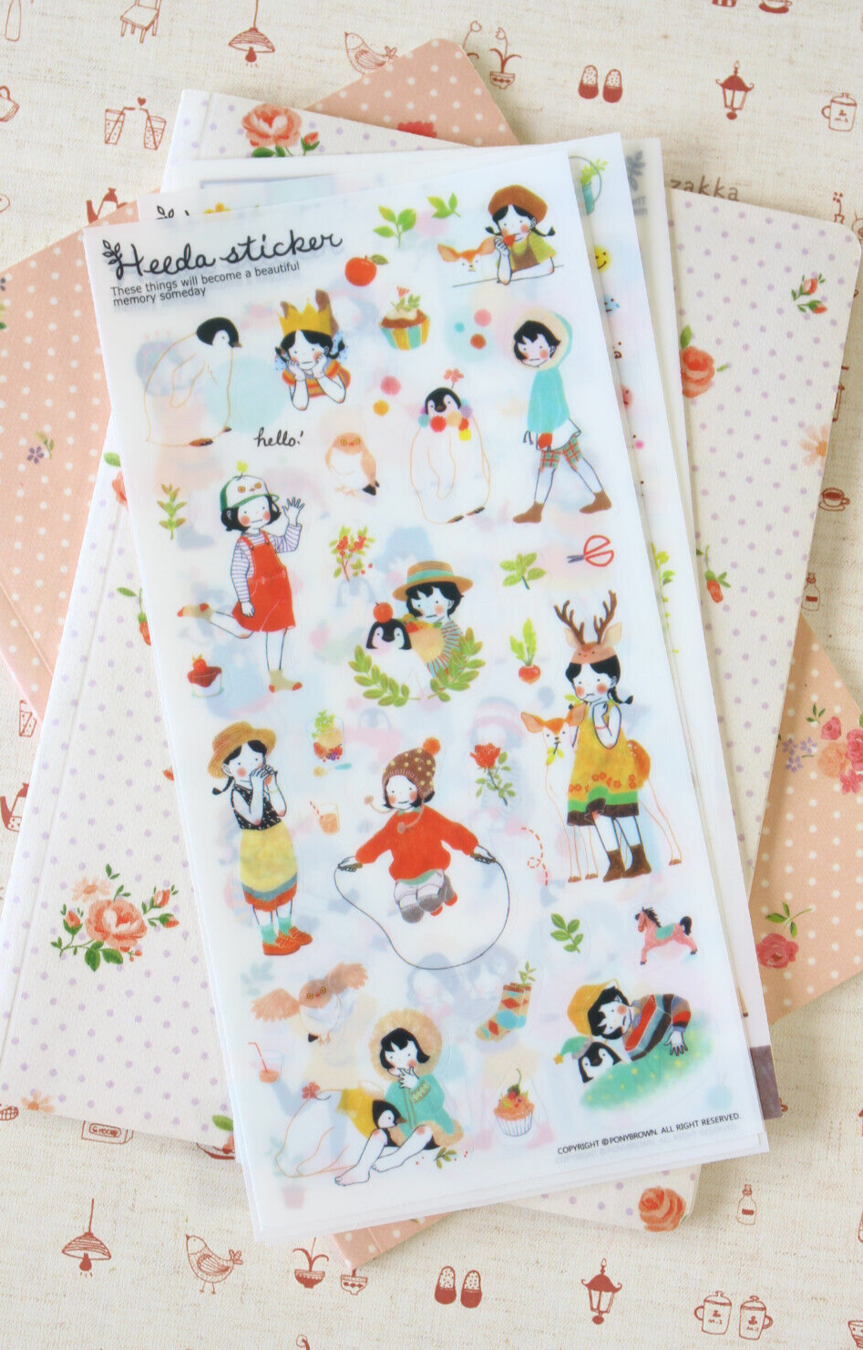 Heeda Girl Stickers 6pc cute cartoon diary planner journal scrapbooking sticker