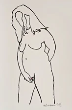 Unique nude erotic painting woman acrylic on paper 21x30cm original